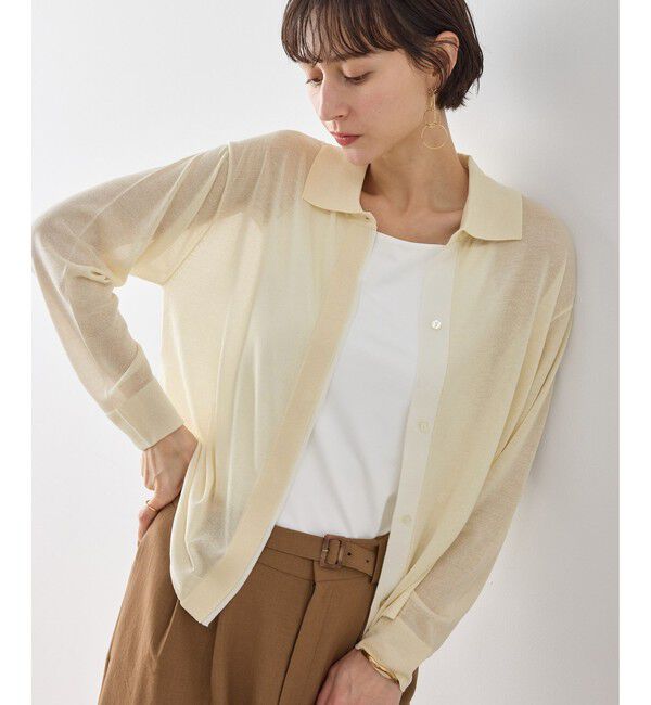 Rope&rsquo;Picnic「【2点セット】配色デザインカーディガン&インナーアンサンブル/イージーケア」|カーディガン|