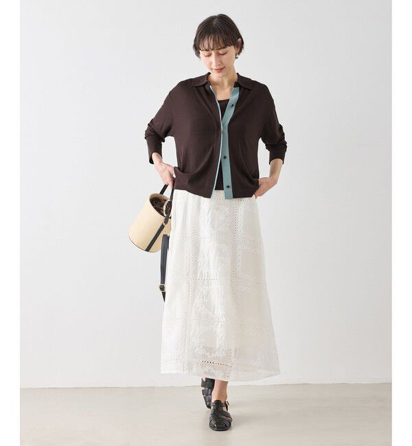 Rope&rsquo;Picnic「【2点セット】配色デザインカーディガン&インナーアンサンブル/イージーケア」|カーディガン|