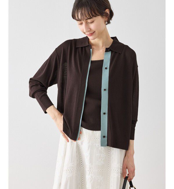 Rope&rsquo;Picnic「【2点セット】配色デザインカーディガン&インナーアンサンブル/イージーケア」|カーディガン|