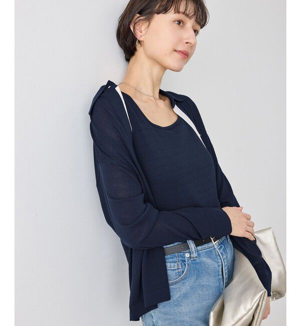 Rope&rsquo;Picnic「【2点セット】配色デザインカーディガン&インナーアンサンブル/イージーケア」|カーディガン|