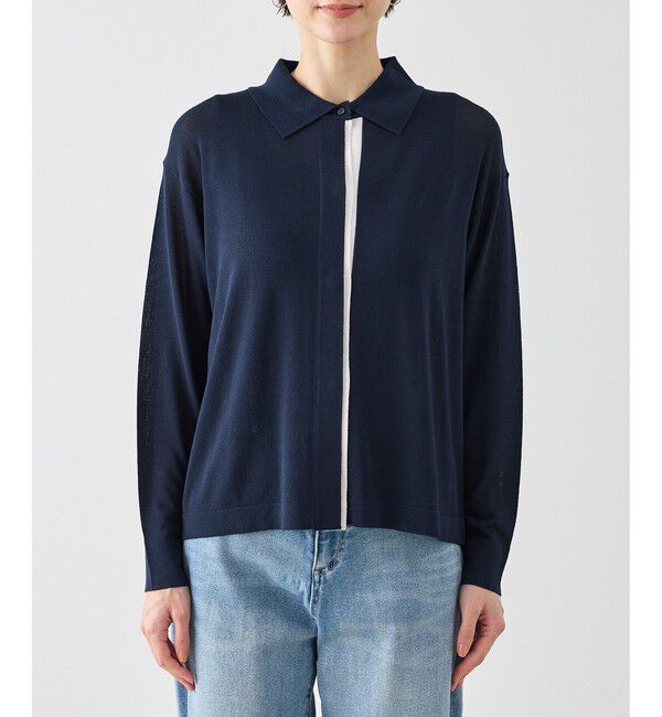 Rope&rsquo;Picnic「【2点セット】配色デザインカーディガン&インナーアンサンブル/イージーケア」|カーディガン|