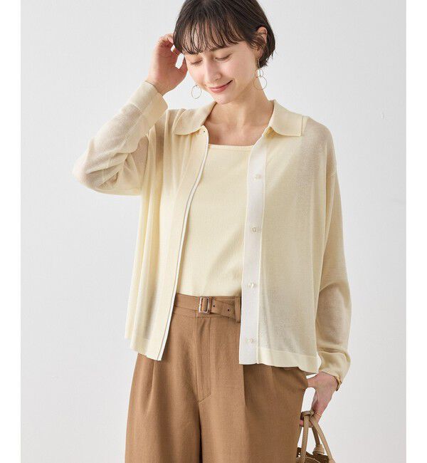 Rope&rsquo;Picnic「【2点セット】配色デザインカーディガン&インナーアンサンブル/イージーケア」|カーディガン|