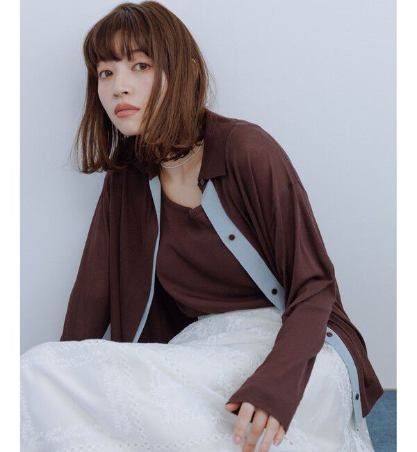 Rope&rsquo;Picnic「【2点セット】配色デザインカーディガン&インナーアンサンブル/イージーケア」|カーディガン|ブラウン(20)