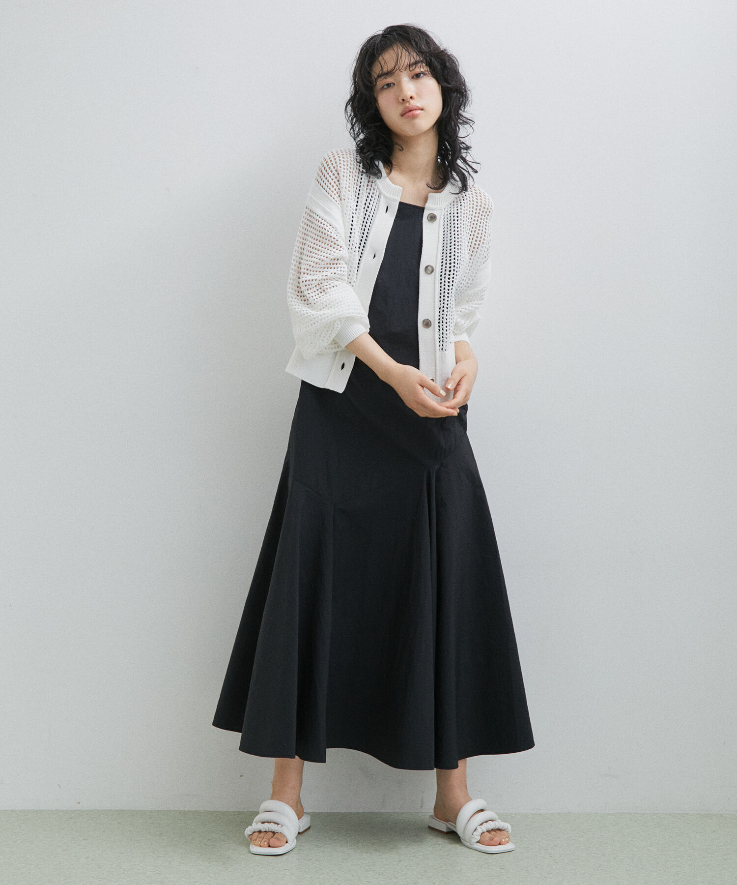 ADAM ET ROPE'「パターンメッシュカーディガン」|カーディガン|