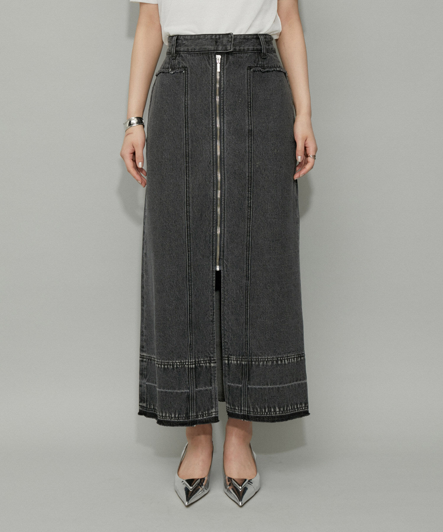 ADAM ET ROPE'「【WEB限定】フロントジップデニムスカート」|スカート|