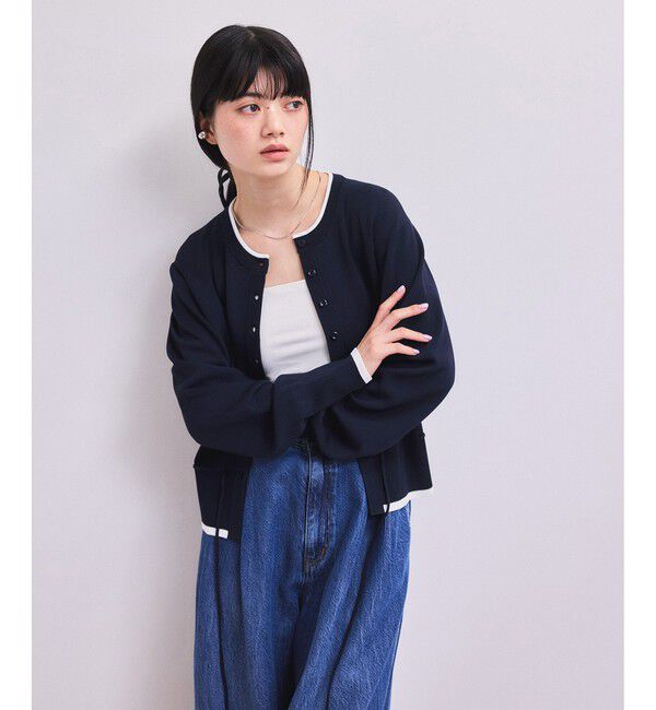 ADAM ET ROPE'「【WEB限定】バイカラーカーディガン/接触冷感」|カーディガン|