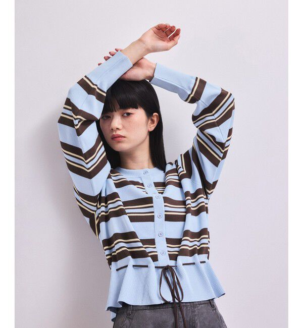 ADAM ET ROPE'「【WEB限定】バイカラーカーディガン/接触冷感」|カーディガン|