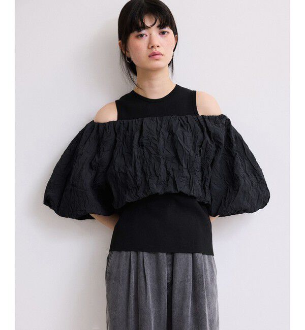 ADAM ET ROPE'「【WEB限定】ニットタンクセットクロップドプルオーバー」|その他|ブラック(01)