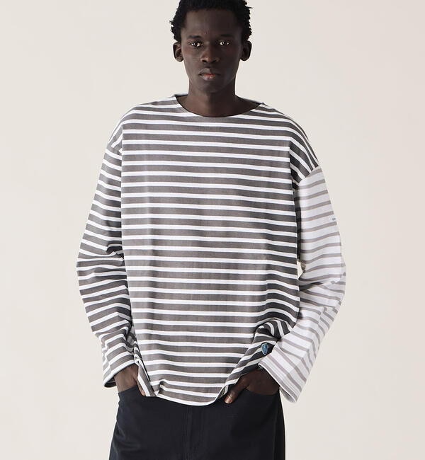 ORCIVAL「ORCIVAL | ハーレクイン コットンロード クルーネック フレンチバスクTシャツ MEN」|Tシャツ・カットソー|GREY系1