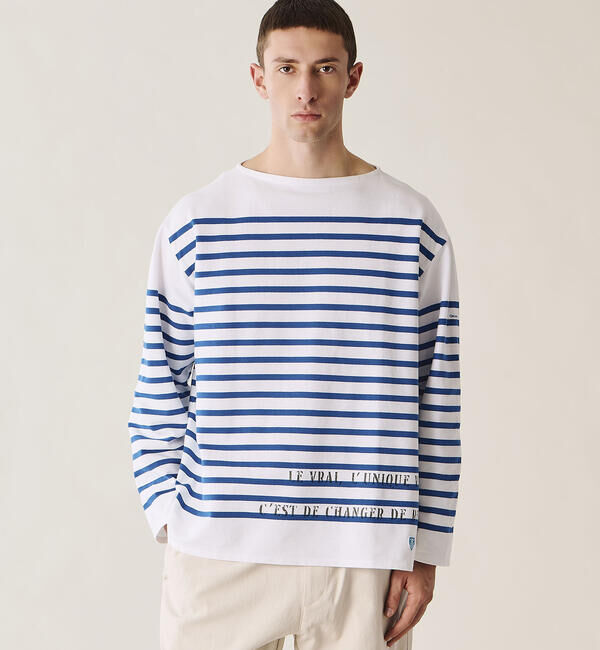 ORCIVAL「ORCIVAL | ラッセル ボートネック プリントワイドバスクTシャツ MEN」|Tシャツ・カットソー|BLUE系1