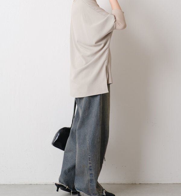  「《高機能/オールシーズン着られる》ジャージ袖リブブラウス」|シャツ・ブラウス|