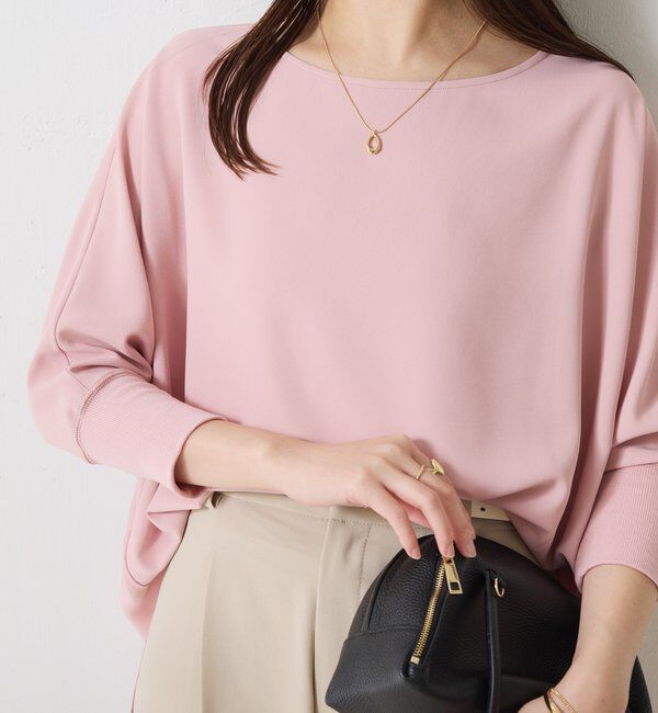  「《高機能/オールシーズン着られる》ジャージ袖リブブラウス」|シャツ・ブラウス|ピンク