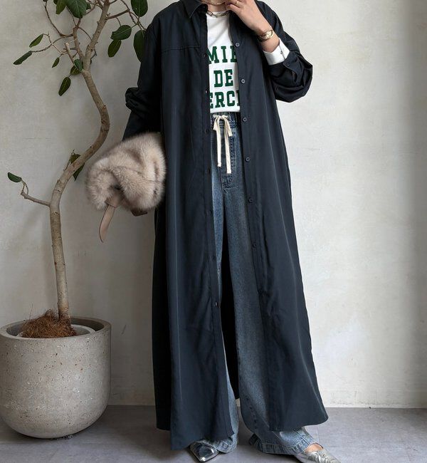  「リヨセルツイルロングシャツワンピース」|ワンピース|