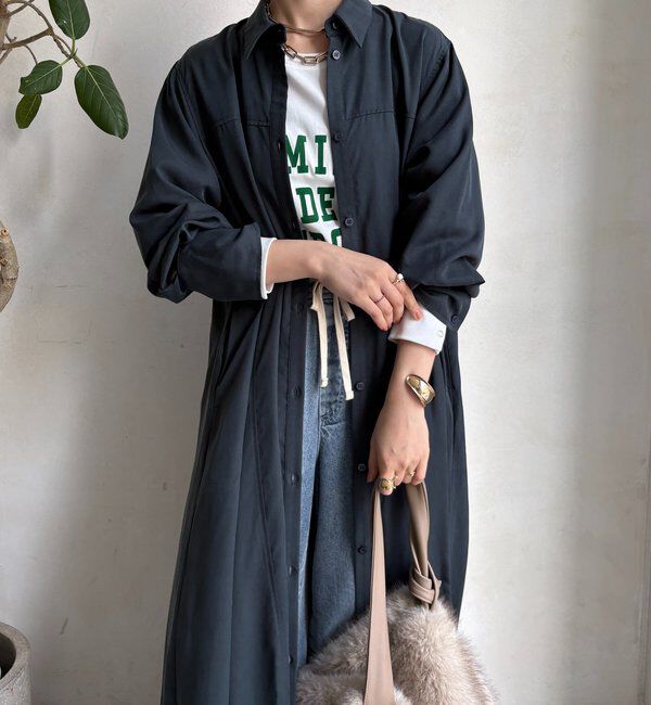  「リヨセルツイルロングシャツワンピース」|ワンピース|