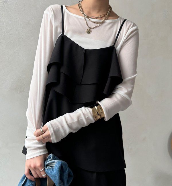  「【セットアップ可能】ドライタッチフリルキャミ」|シャツ・ブラウス|