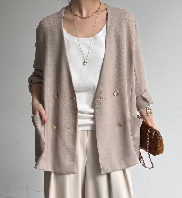  「メッシュノーカラーバックリボンジャケット」|テーラードジャケット|