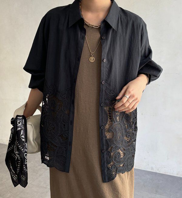  「ケミカルレース切替シャツ」|シャツ・ブラウス|