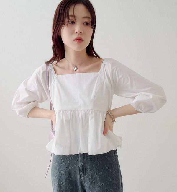  「【花柄&無地】フラワーバルーンブラウス」|シャツ・ブラウス|