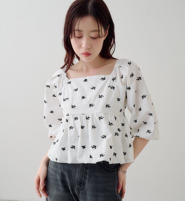  「【花柄&無地】フラワーバルーンブラウス」|シャツ・ブラウス|