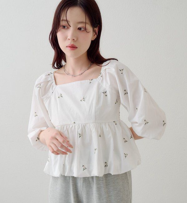  「【花柄&無地】フラワーバルーンブラウス」|シャツ・ブラウス|