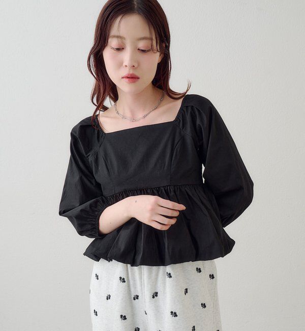  「【花柄&無地】フラワーバルーンブラウス」|シャツ・ブラウス|