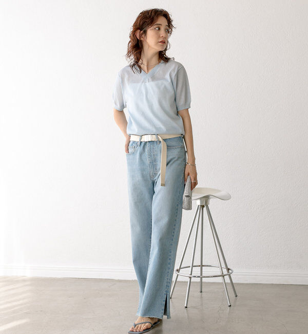  「【全骨格美脚見え！】slit DENIM」|デニム|
