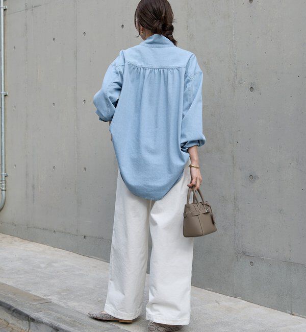  「【新色追加/抜け感】デニムボウタイシャツ」|シャツ・ブラウス|