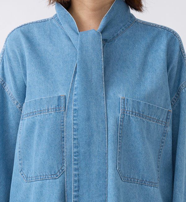  「【新色追加/抜け感】デニムボウタイシャツ」|シャツ・ブラウス|