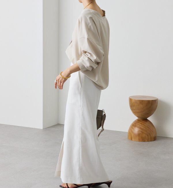 「【女性らしい抜け感】メタルボタンノーカラーブラウス」|シャツ・ブラウス|
