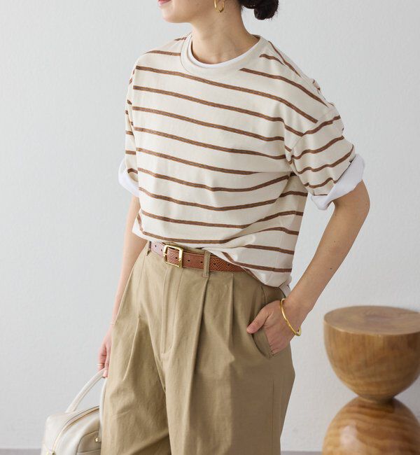  「【接触冷感/UVカット機能付き】ゴブソデクルーネックTee」|Tシャツ・カットソー|