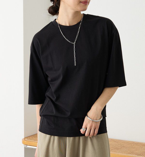  「【接触冷感/UVカット機能付き】ゴブソデクルーネックTee」|Tシャツ・カットソー|