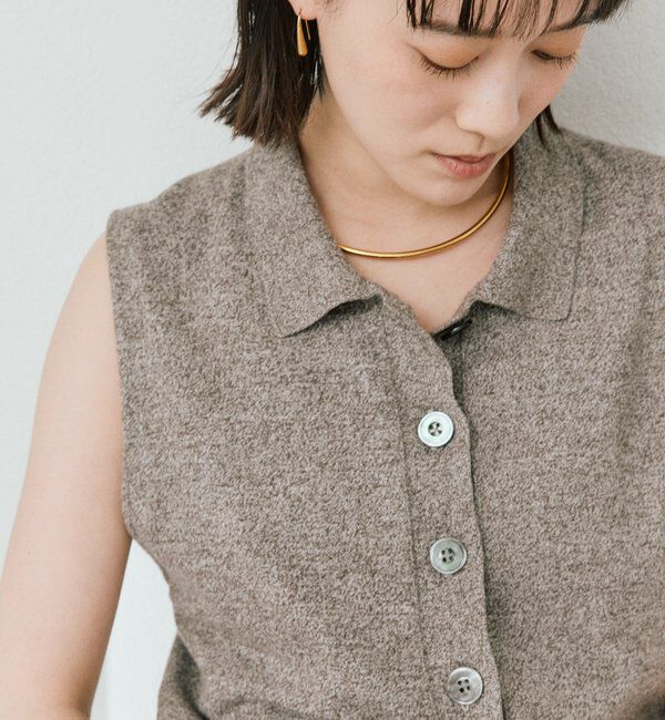  「予約【抜け感のある印象に】メランジポロカラーベスト」|ニット・セーター|