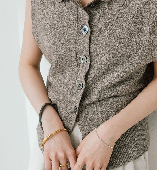  「予約【抜け感のある印象に】メランジポロカラーベスト」|ニット・セーター|