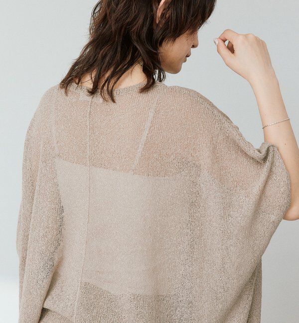  「【通気性/吸水速乾性/軽量/防シワ性】ペーパーポンチョニット」|ニット・セーター|