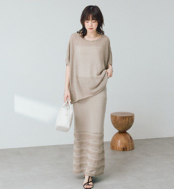  「【通気性/吸水速乾性/軽量/防シワ性】ペーパーポンチョニット」|ニット・セーター|