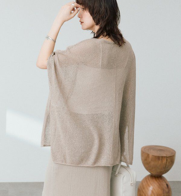  「【通気性/吸水速乾性/軽量/防シワ性】ペーパーポンチョニット」|ニット・セーター|