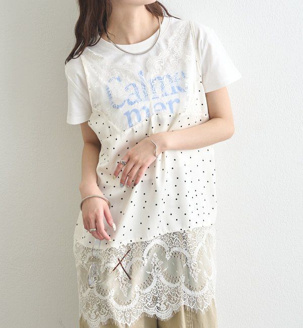  「レースサテンキャミソール」|シャツ・ブラウス|ホワイト