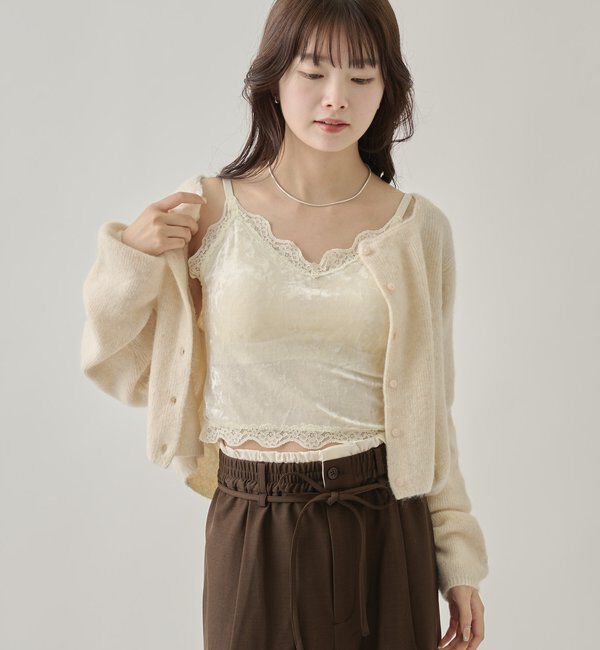  「パット付きベロアキャミソール」|キャミソール|