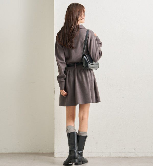  「ベルト付きポロニットワンピース」|ワンピース|