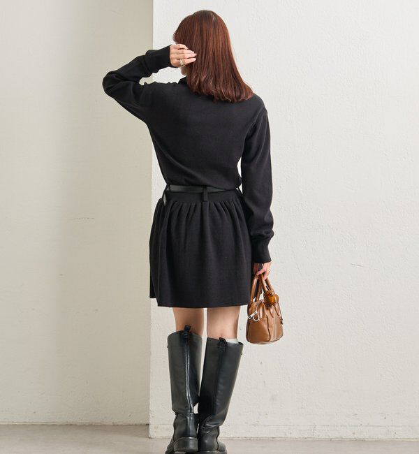  「ベルト付きポロニットワンピース」|ワンピース|