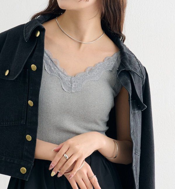  「パット付きVレースキャミソール」|キャミソール|