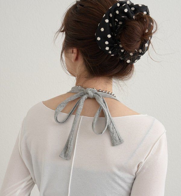  「ドットフラワーシュシュ」|その他|ブラック