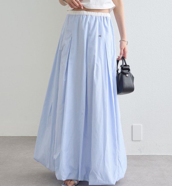  「ストライプバルーンスカート」|スカート|ブルー