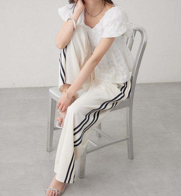  「ロゴ刺繍イージーパンツ」|チノ|