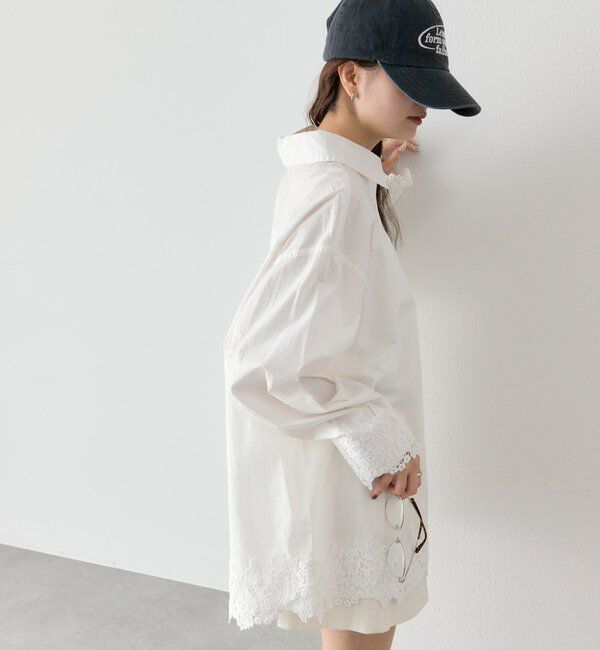 「裾レーススキッパーシャツ」|シャツ・ブラウス|
