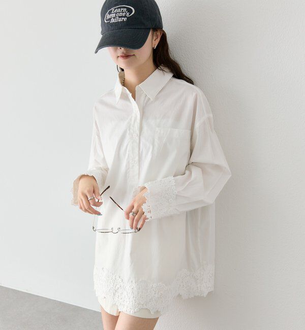  「裾レーススキッパーシャツ」|シャツ・ブラウス|