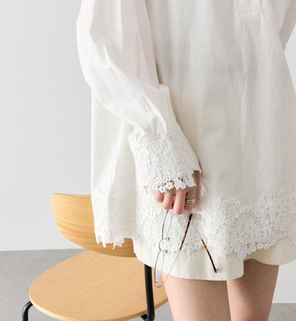  「裾レーススキッパーシャツ」|シャツ・ブラウス|