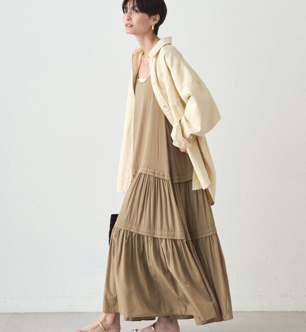  「サテンティアードキャミワンピース」|ワンピース|