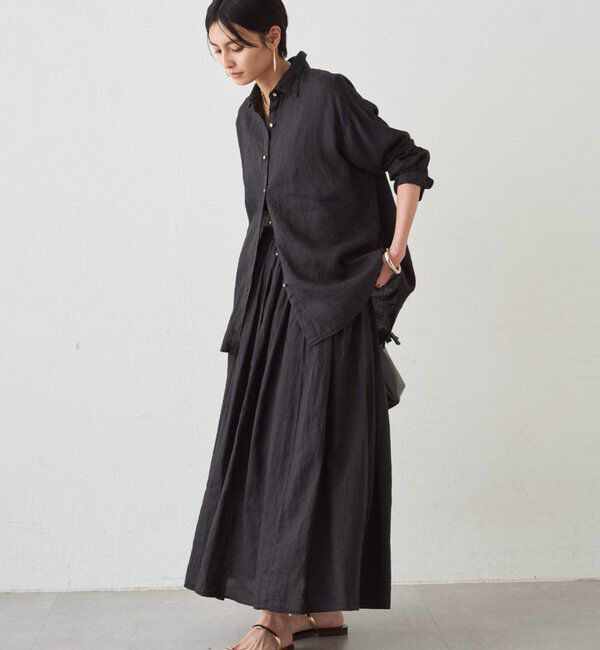  「リネンタックギャザースカート」|スカート|