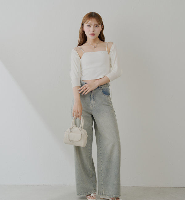  「【6色展開】バックオープンリブキャミ」|キャミソール|